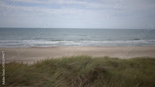 Hirtshals, Denmark A view of the North Sea on a windy day from a sand dune. 