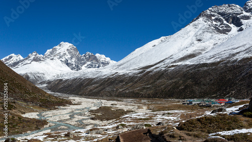 Canvas Print Nepalese village Pheriche in the Khumbu region on the way to Everest Base Camp,