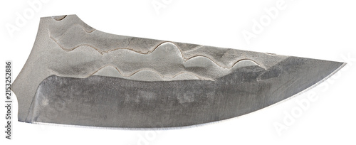 Fotografie Damascus steel knife blade on isolated background