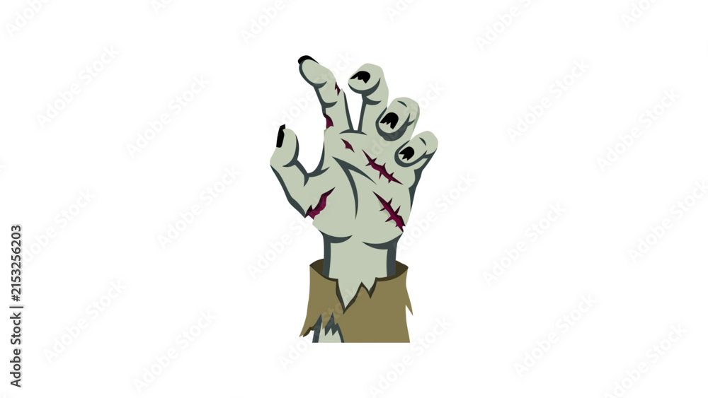 Fototapeta premium Spooky Zombie Hand Reaching Out Illustration