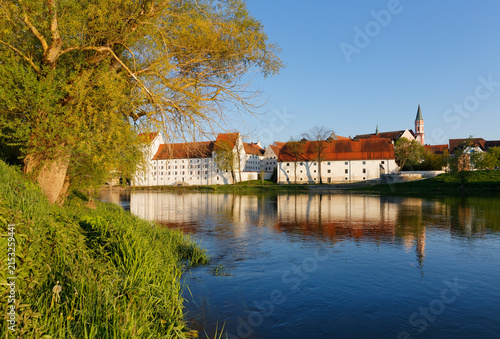 Germany, Bavaria, Lower Bavaria, Straubing, ducal palace with Salzstadel, Danube river