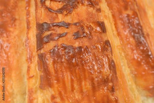 Canvastavla A detailed macro close up background showing the crispy dark golden crust and fl