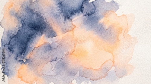 watercolor background abstract texture paint art blue orange paper brush stroke wash creative design colorful gradient blend water stain splash pastel soft gentle light dark navy