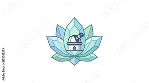 Canvas Print Astronomical observatory dome centered in a crystal lotus