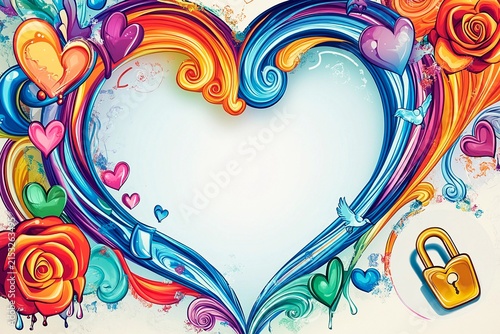 Fluid wave heart frame for Valentine's Day, Mother's Day, Weddings, and March 8th celebrations