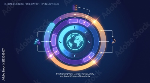 Global collaboration wheel with daylight and work hour bands