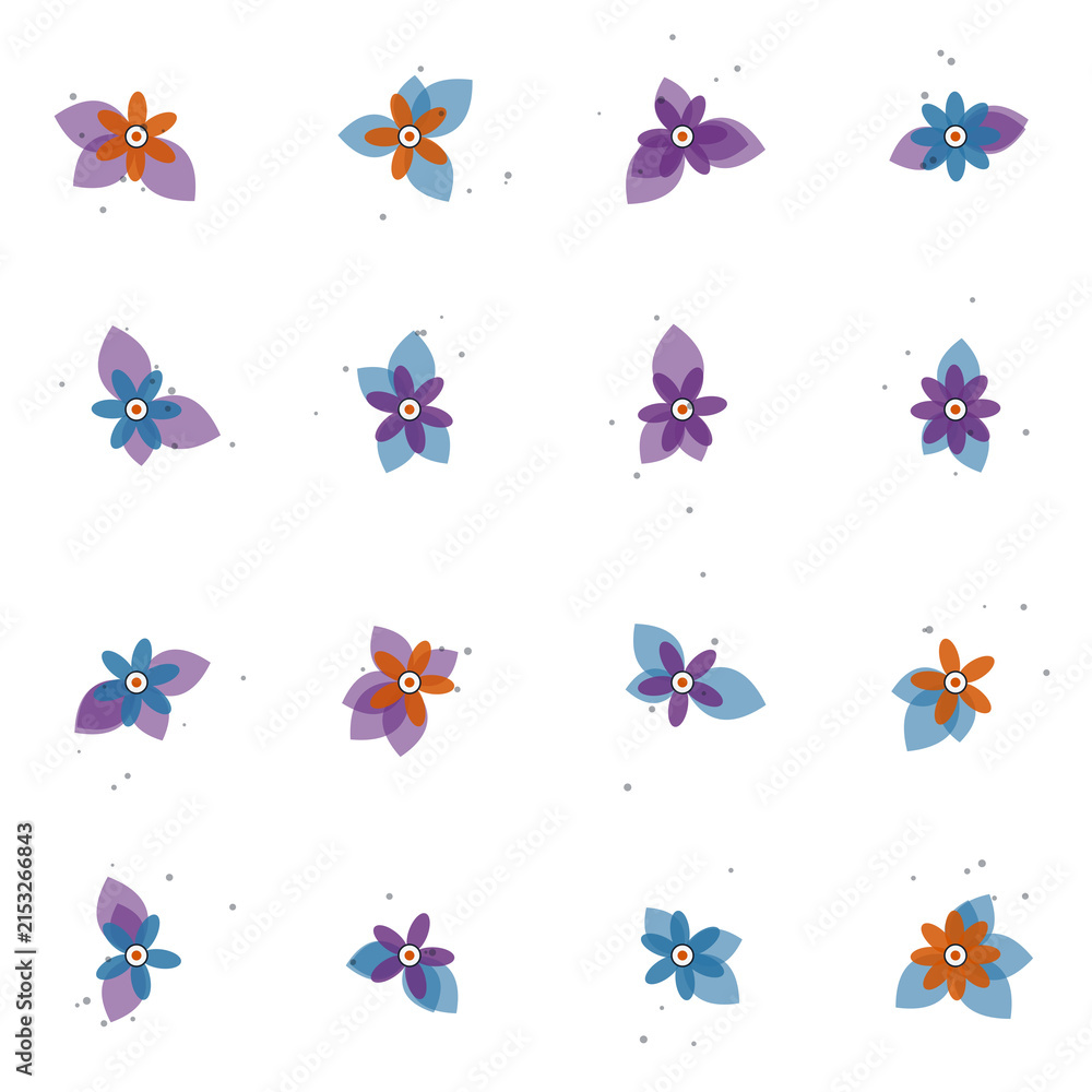 Fototapeta premium Seamless botanical floral pattern with minimalist leaves and abstract flowers