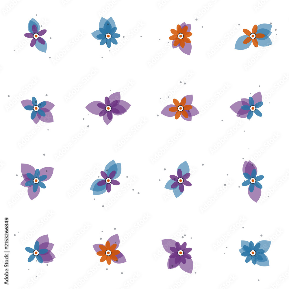Fototapeta premium Seamless botanical floral pattern with minimalist leaves and abstract flowers