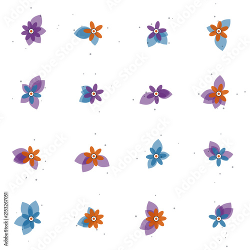 Seamless botanical floral pattern with minimalist leaves and abstract flowers