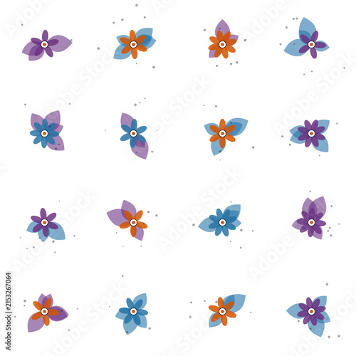 Seamless botanical floral pattern with minimalist leaves and abstract flowers