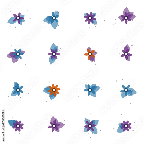 Seamless botanical floral pattern with minimalist leaves and abstract flowers