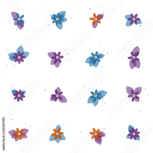Seamless botanical floral pattern with minimalist leaves and abstract flowers