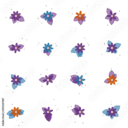 Seamless botanical floral pattern with minimalist leaves and abstract flowers