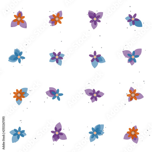 Seamless botanical floral pattern with minimalist leaves and abstract flowers