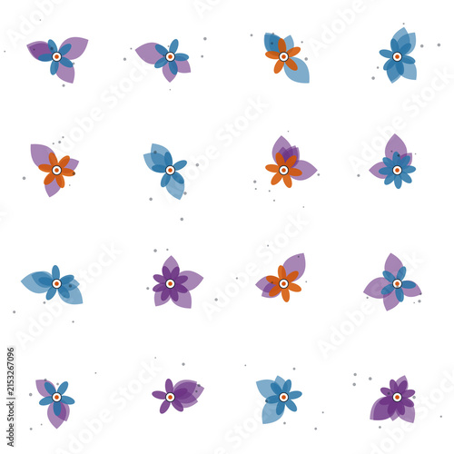 Seamless botanical floral pattern with minimalist leaves and abstract flowers
