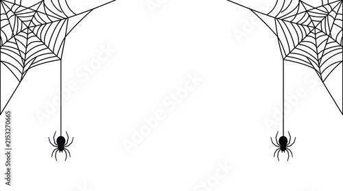 Black spider web corner frames on white background with halloween