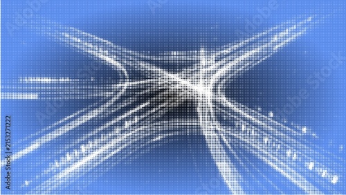 Foto Futuristic digital highway with glowing light trails, abstract blue data traffic