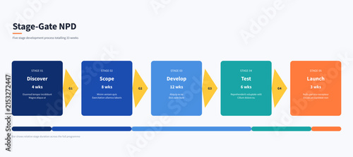 Five stage new product development gate process infographic