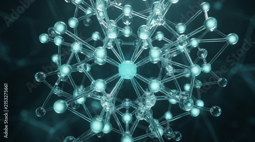 A complex 3d molecular structure with glowing nodes and connecting lines, representing ad social media download thambnail poster web template event festival 2026 2027 2028