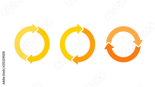 Circular Arrow Refresh Recycle Sync Rotation Loop Yellow Icon Set Vector Illustration