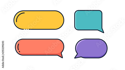 Colorful Speech Bubble Chat Box Text Frame Set Vector Illustration