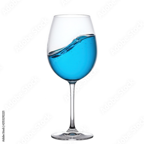 Wine glass with blue liquid isolated on transparent background