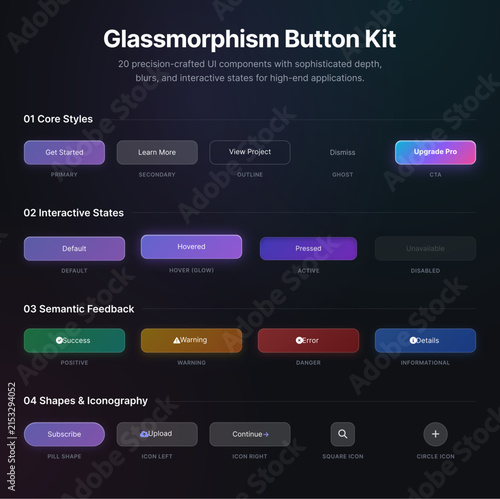 Glassmorphism button kit V2