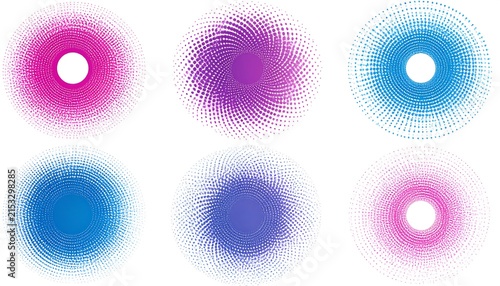 Abstract colorful gradient circular swirl patterns background.