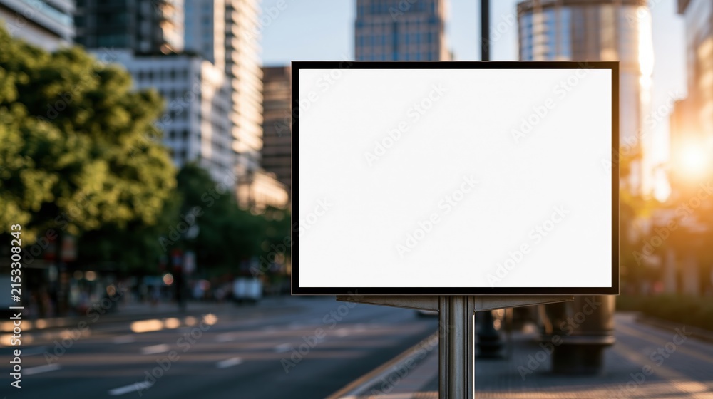 Fototapeta premium Blank Digital Billboard Screen in Urban City Street with Copy Space for Advertising