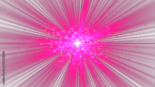 Vibrant Pink Light Rays Exploding with Glowing Star Particles and Magical Sci-Fi Energy