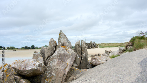 Wide and sandy coast in France, Brittany in Guisseny
