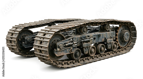 Combine harvester tracks isolated on white background for agricultural machinery design