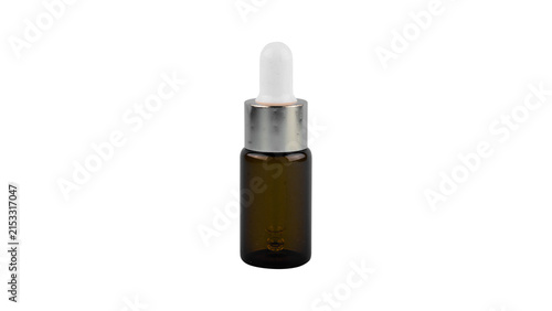Amber Glass Dropper Bottle Isolated on White Background for Serum Essential Oil and Cosmetic Packaging