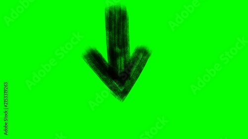 black arrow symbol hand drawn on green screen animation pencil sketch