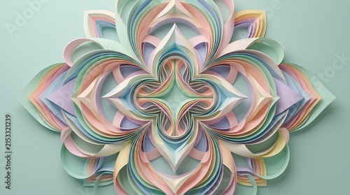 Intricate Origami Mandala Sculpture with Delicate Pastel Hues and Soft Lighting