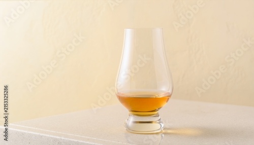 Premium Amber Whisky in Tulip Tasting Glass with Soft Natural Light
