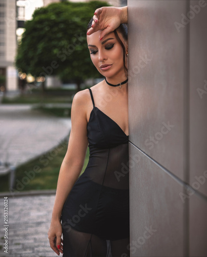Portrait of a beautiful woman with evening makeup