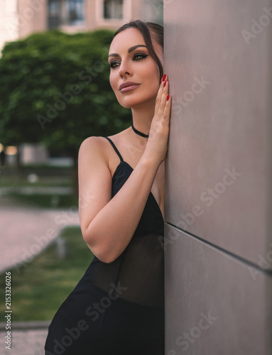 Portrait of a beautiful woman with evening makeup