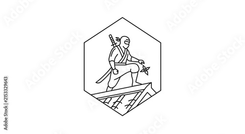 samurai sitting on mountain peak with sword