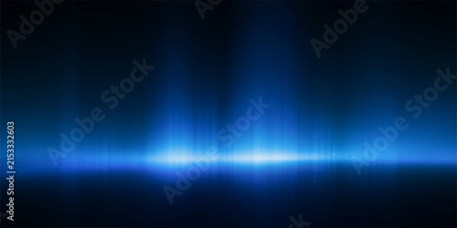 Abstract blue light streaks ascend from a vibrant horizontal band, creating an ethereal and dynamic visual on a dark background.