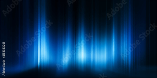 Abstract blue light streaks create a mystical and futuristic atmosphere, evoking a sense of wonder and mystery.