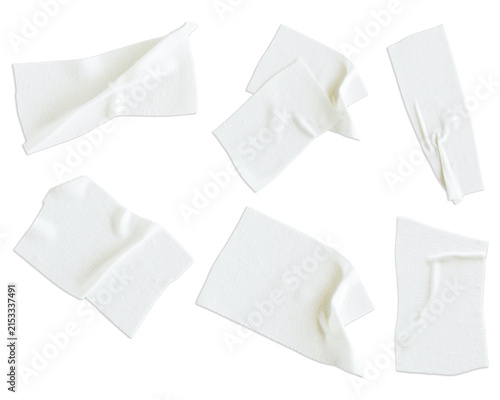 Set of Six Folded and Wrinkled White Textured Tape Pieces Transparent PNG
