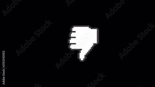 Pixel Thumbs Down Dislike Animation with Transparent Background - 4K Landscape Horizontal
