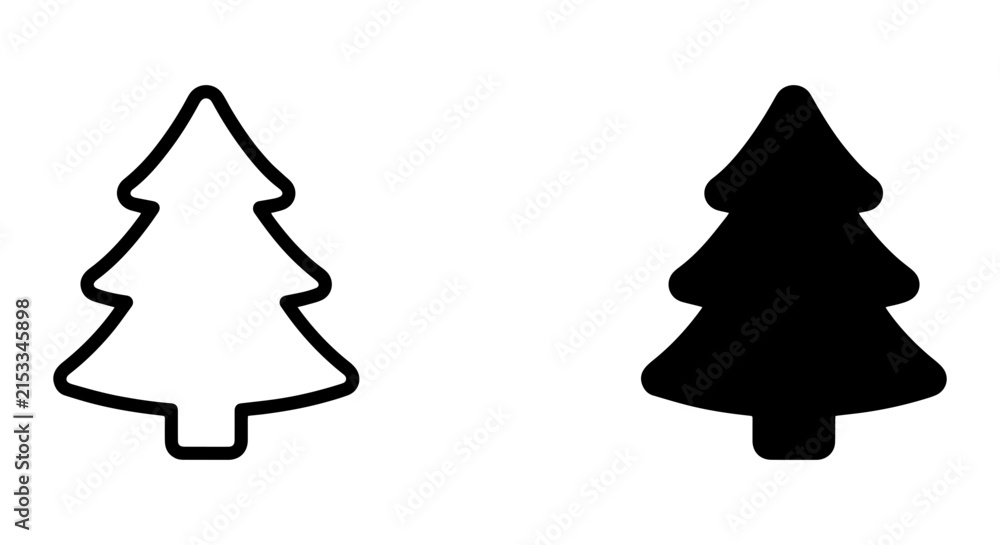 Fototapeta premium Christmas Tree Icons, Festive Evergreen Vector Art, Holiday Celebration Symbols, Winter Season Graphics