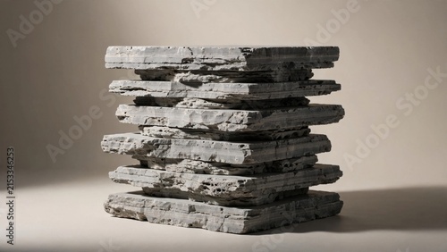 Stack of Rough Grey Stone Slabs for Display.