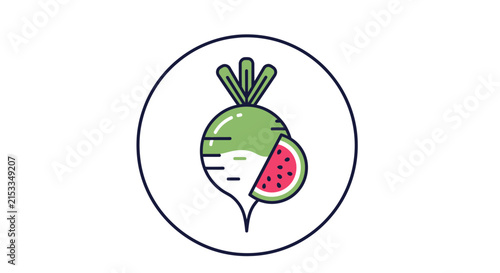 Radish Watermelon Hybrid Icon - Healthy Food Combination