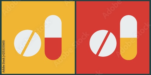 Pills and capsules medical medicine illustration with contrasting colorful backgrounds