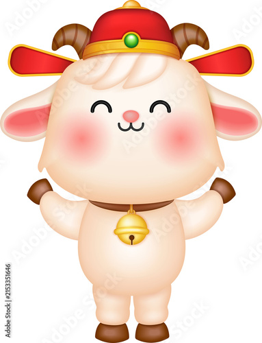 Happy Chinese New Year Goat Cartoon Illustration
