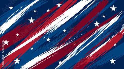 Abstract patriotic brush stroke star background.