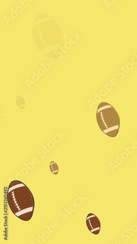 Animation of rugby balls on yellow background